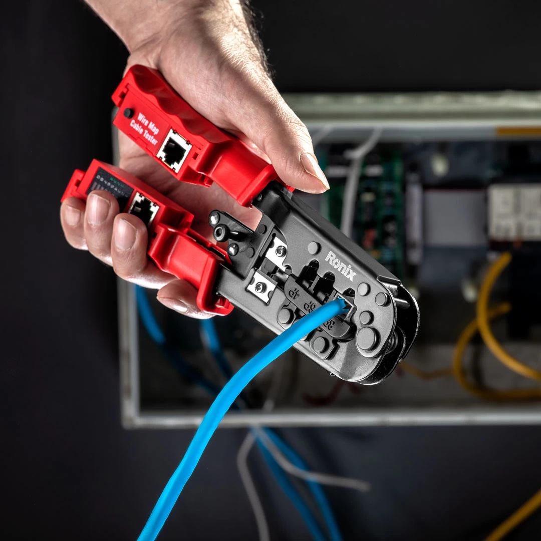 انبر سوکت زن تلفن و شبکه به همراه تستر شبکه