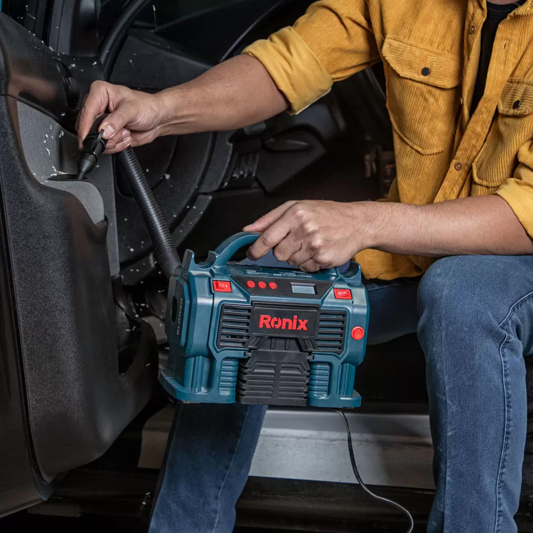 مینی کمپرسور باد سه کاره دیجیتال فندکی و برق شهری با کیف